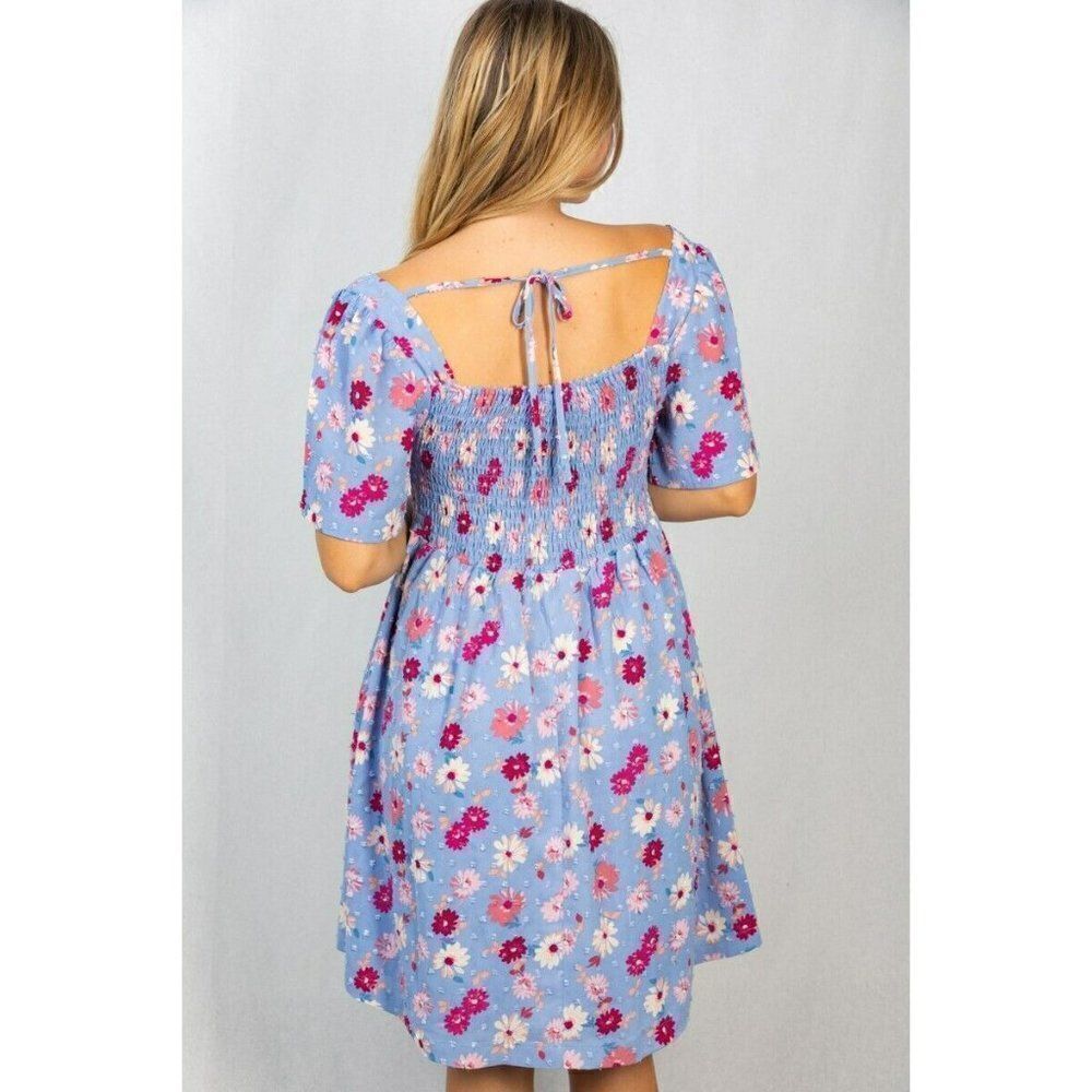 SALE! WHITE BIRCH Clothing Purple Floral Flower Smocked Dress Spring D90188XL - Picture 4 of 5